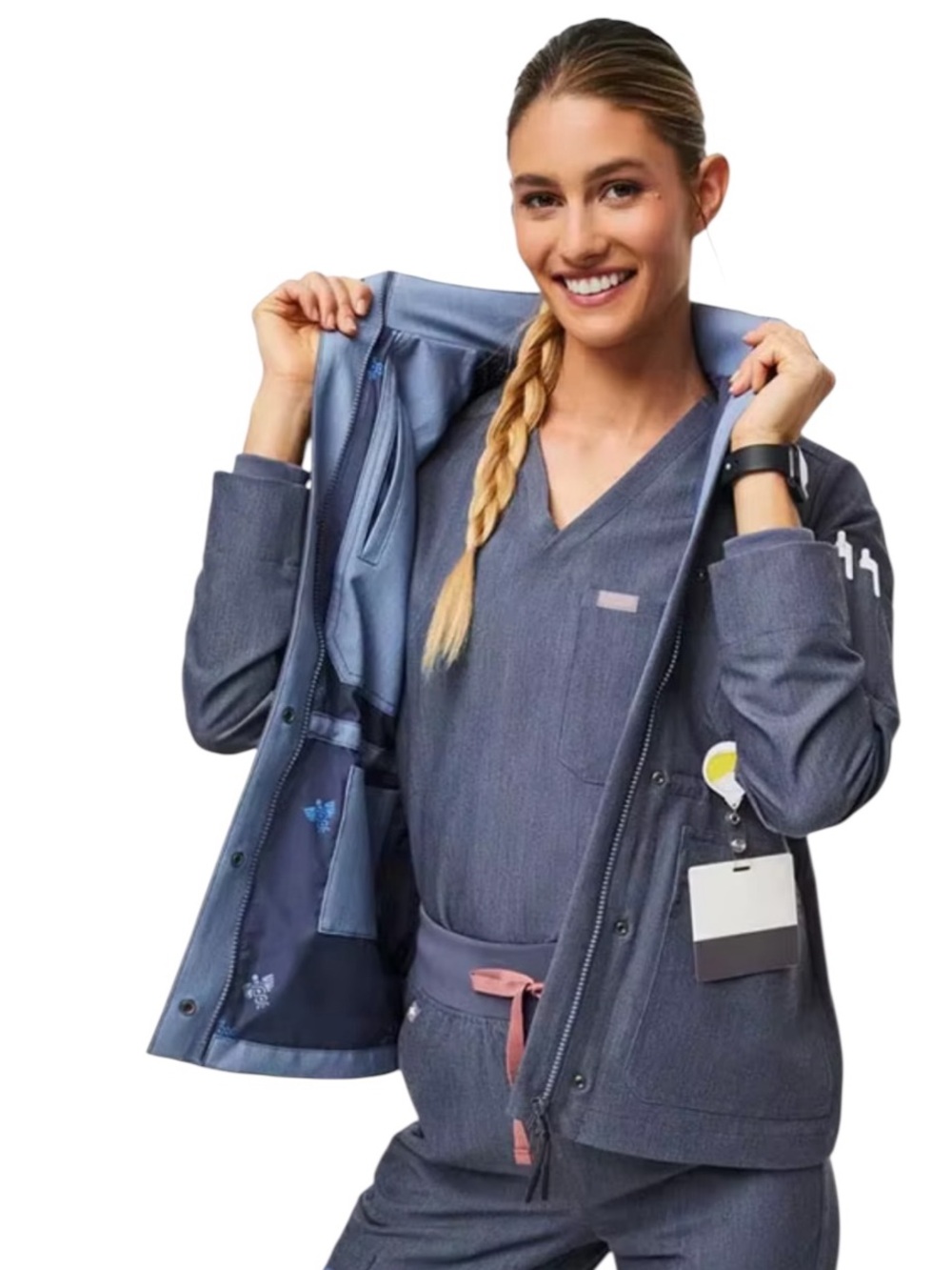 FIGS Technical Collection Blue Utility Jacket Size S Medical Workwear
